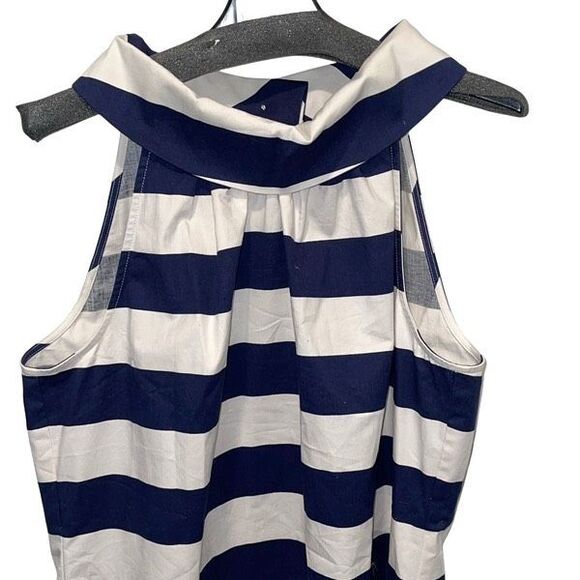 Sail To Sable Womens Striped Sleeveless Cowl‎ Shift Dress Navy White Large NWT - Picture 3 of 10